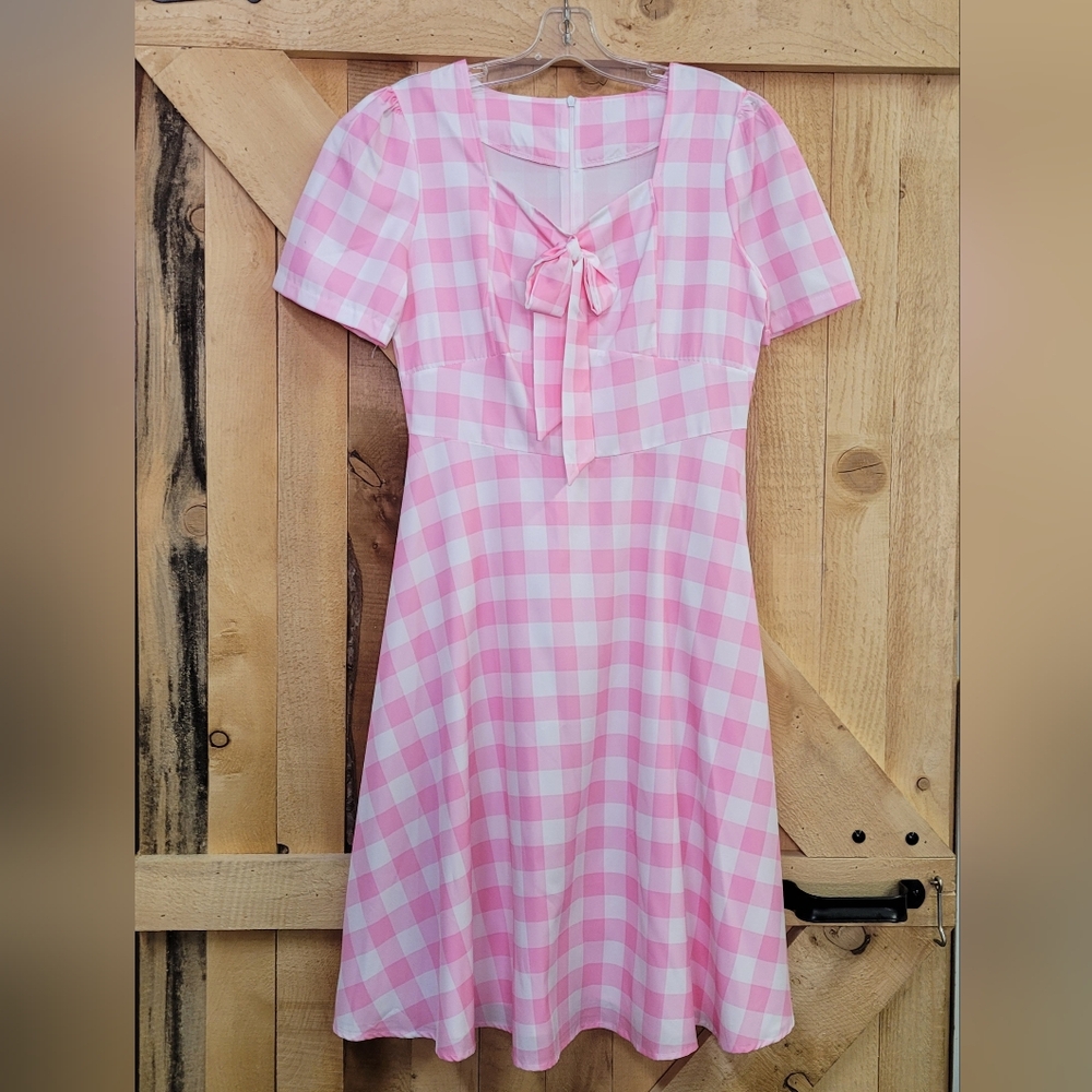 Pink Gingham Dress ~ Large